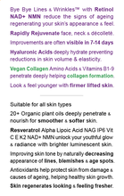 Load image into Gallery viewer, "Bye Bye Lines & Wrinkles" EVENING - Face & Skin Rejuvenation - Smooth & Soften, Lift & Tighten, NAD+ NMN Retinol Hyaluronic Acid Aloe Vera