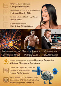 Energise-X GENIUS pills - Maximum Physical Energy & Mental Performance - Excellent Exam & Study aid - 1,000 mg NMN CoQ10 Citicoline All Vitamins & Minerals