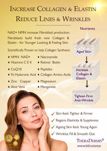 "Bye Bye Lines & Wrinkles" DAY Rapid Face & Skin Rejuvenation - Increase Collagen, Minimise Pores TheraDermis NAD+ NMN Vitamin C + B3 Niacinamide