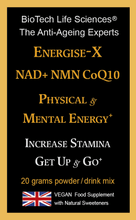 Load image into Gallery viewer, Energise-X Drink &amp; Sublingual Powder - Virility, Fertility, Pregnancy &amp; Nursing Support - Unisex - NAD+ NMN CoQ10 Vitamins - Increase Energy
