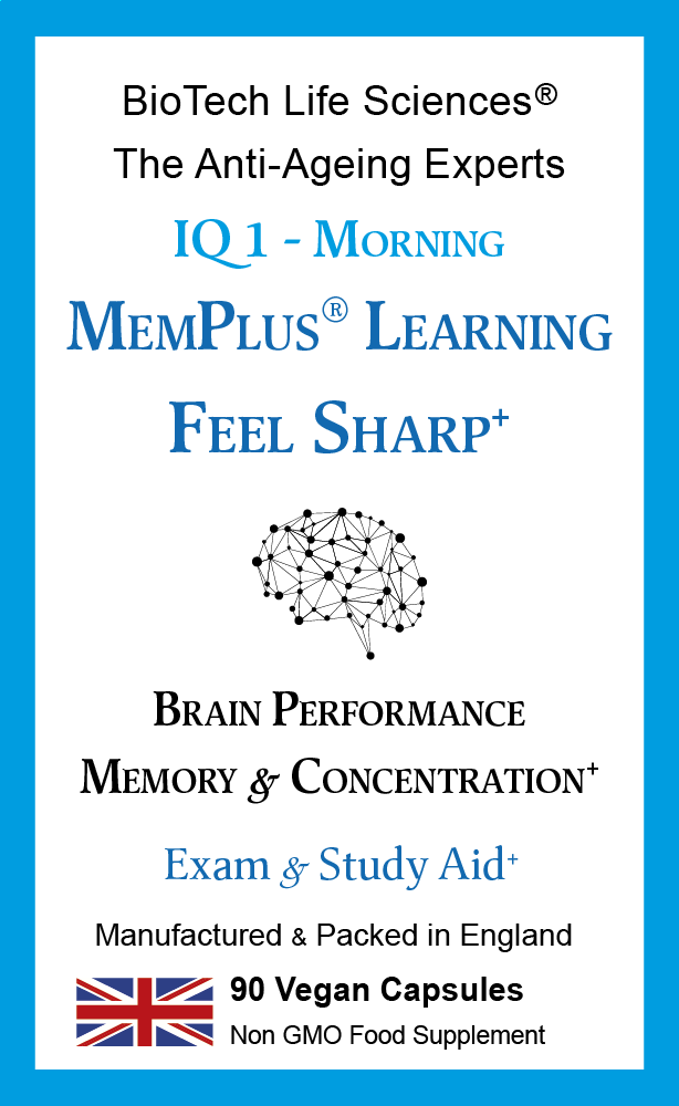 IQ1 Memory Plus Learning - Feel Sharp - Clarity & Concentration - Cognition & Study Aid