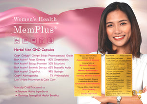 Women Memory Plus - Helps Clarity, Learning Memory Cardiovascular Vitality + Exam & Study Aid, Fertility & Menopause Support